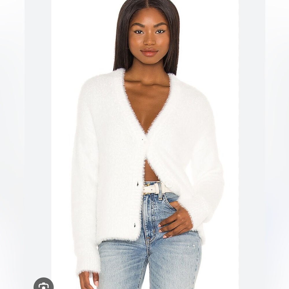 New BELLA DAHL Fuzzy Cardigan in Winter White size M